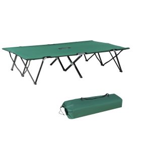 2 Person Folding Camp Cot for Adults, 50" Wide Outdoor Portable Sleeping Cot with Carry Bag, Elevated Camping Bed, Green
