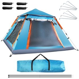 1Pc 4-5 Person Camping Tent With 2 Mosquito Nets Windows Carry Bag Waterproof 7.05x7.05x4.46ft For Hiking Climbing Adventure Fishing Fedex Shippi (Option: Blue)