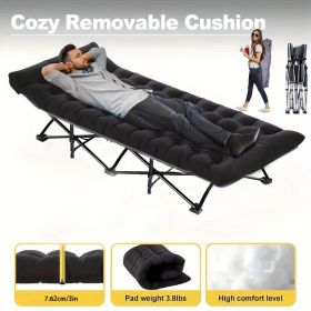 Easy To Fold Portable Recliner Black Comfortable Thick Cushion Suitable For Home Office,NoteThis Pallet Is Shipped By Average Freight (Option: Black)