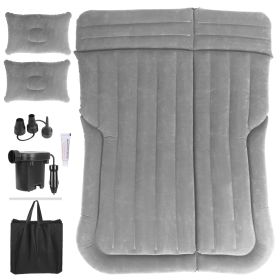 1Set Inflatable SUV Air Mattress Thickened Camping Bed Cushion With Pillow Storage Bag PVC Flocked Car Bed For Home Car Travel Camping (Option: Grey)