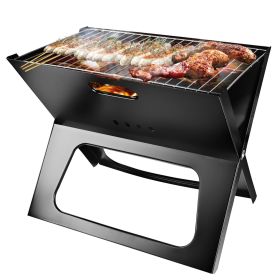 1Pc Portable BBQ Barbecue Grill Foldable Charcoal Grill Camping Garden Outdoor Travel (Option: Black)